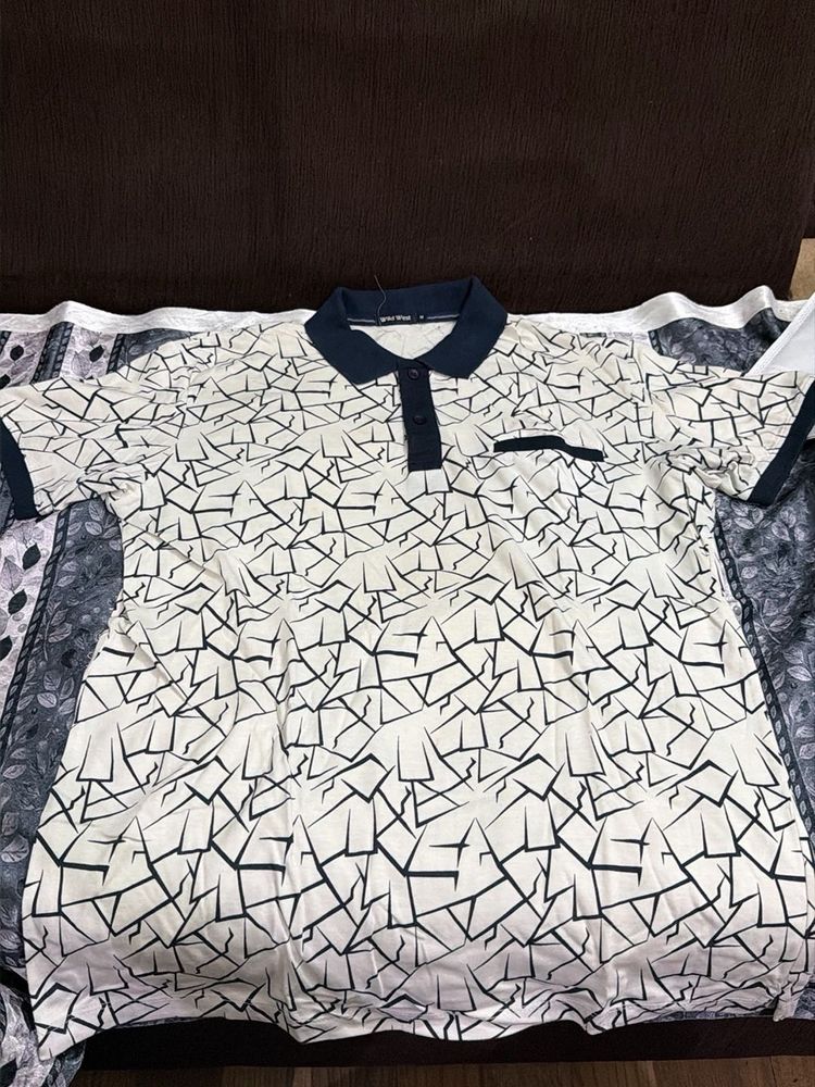 Printed White Polo Shirt