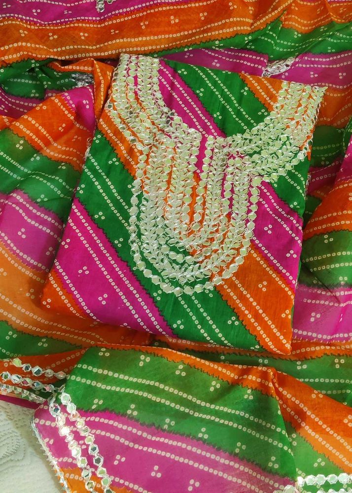 Bandhani Gota Patti Dress Material