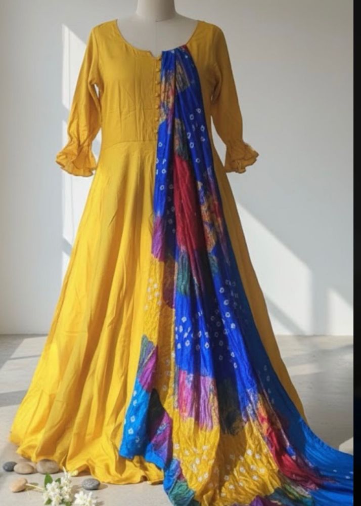 Elegant Yellow Anarkali Dress