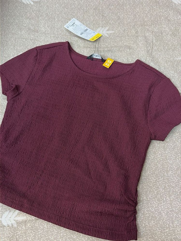 Burgundy Textured Top - New with Tag
