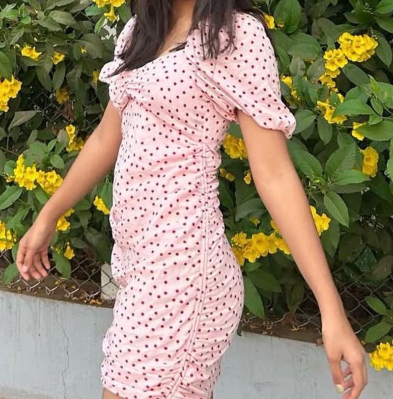 Pink Polka Dot Mini Dress