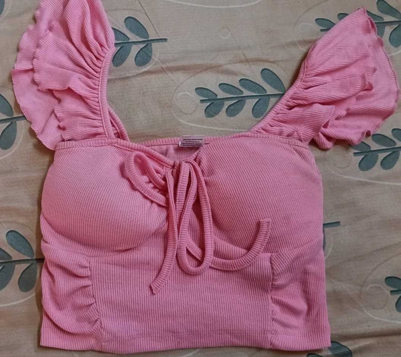 Pink Ruffle Crop Top