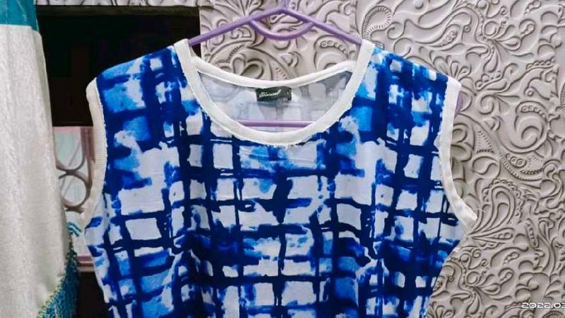 Blue &amp; White Sleeveless Top