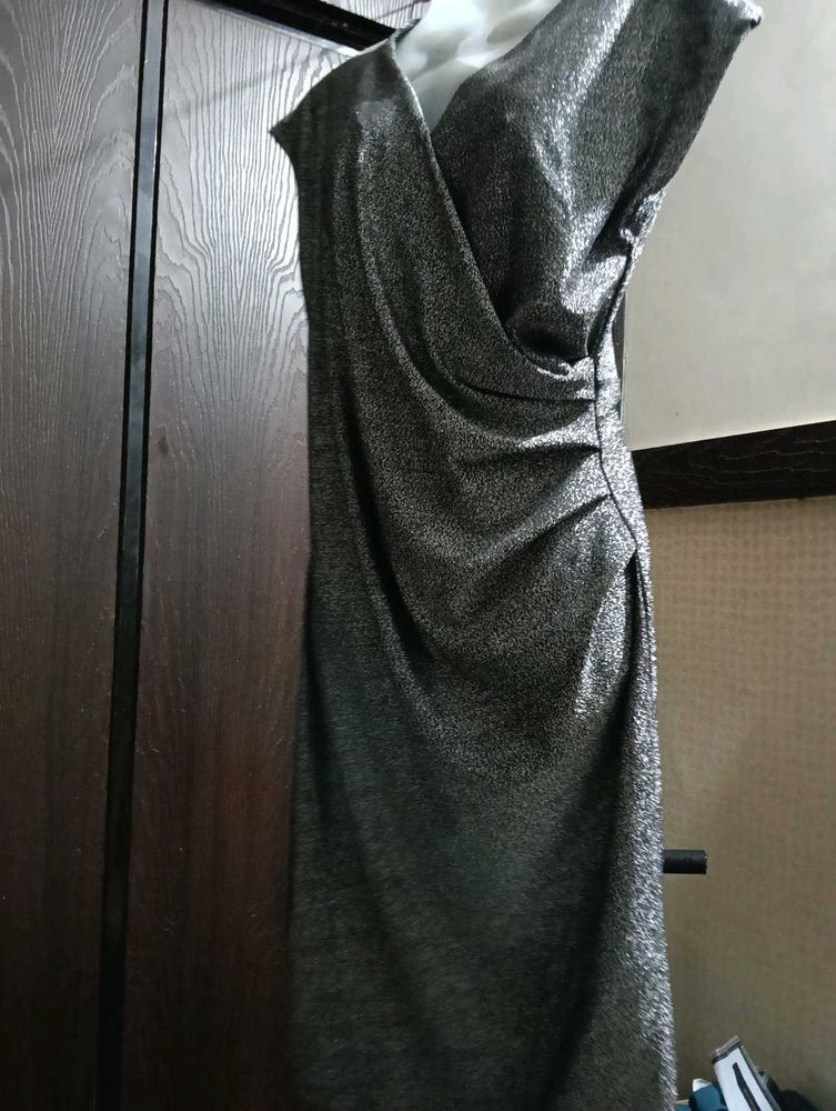 Sparkly Silver Wrap Dress Bodycon