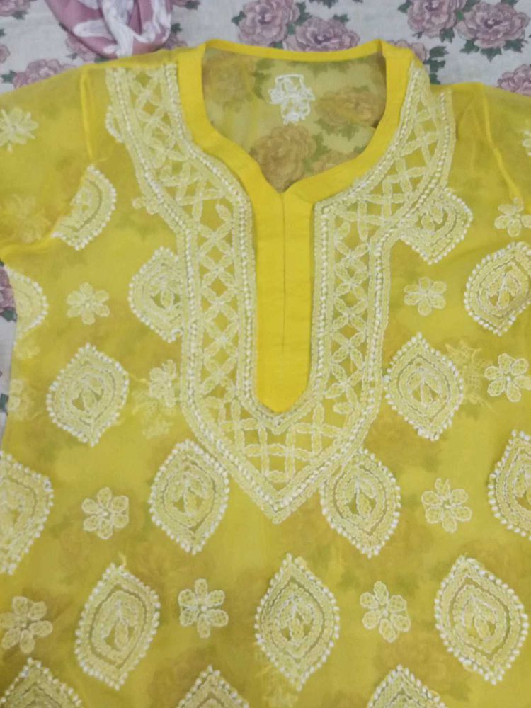 Yellow Embroidered Kurta