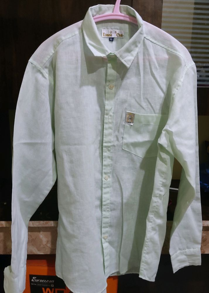 Light  Pista Green Colour Cotton Linen Shirt