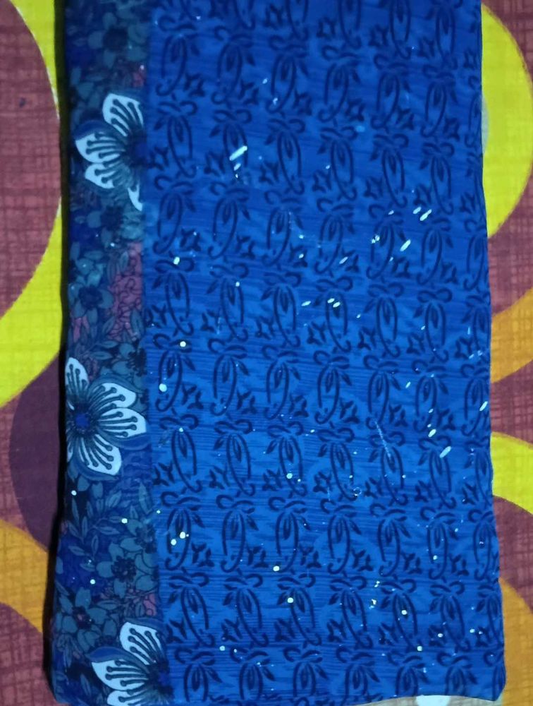 Blue Printed Saree