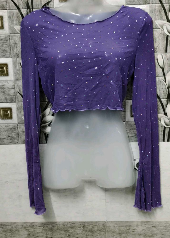Purple Sparkle Crop Top