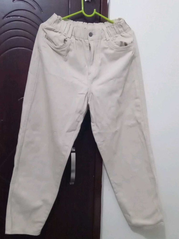 Beige Casual Pants