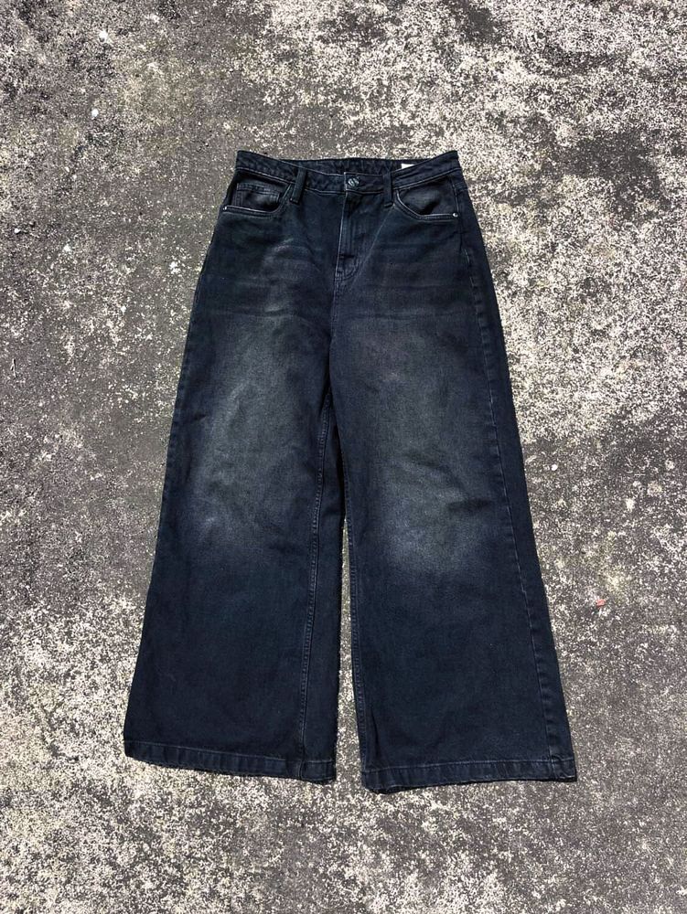 Wide Leg Denim Jeans Black (Covers shoe)