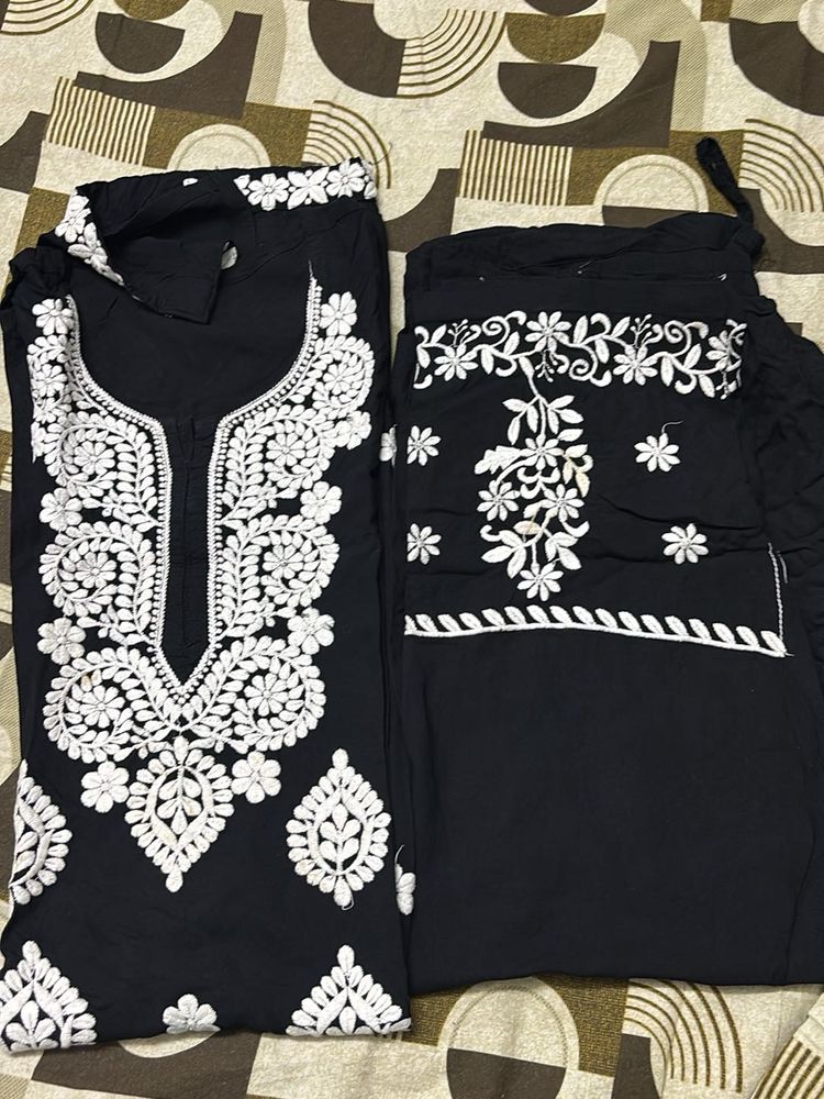 Elegant Black chikankari Kurta Set