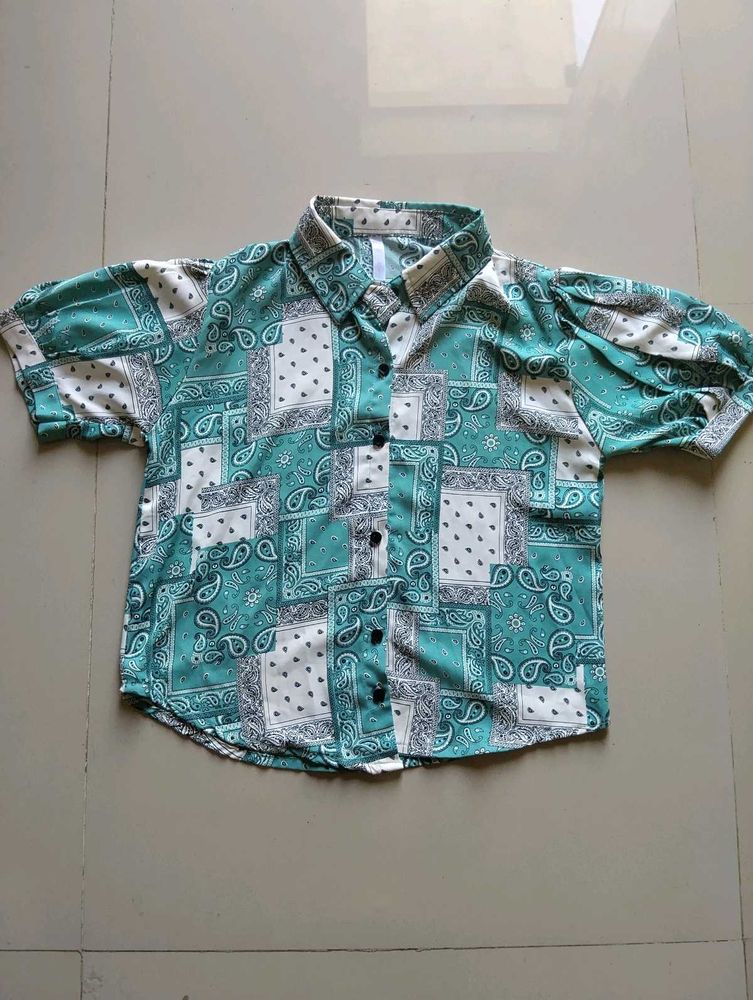 Patterned Turquoise Shirt