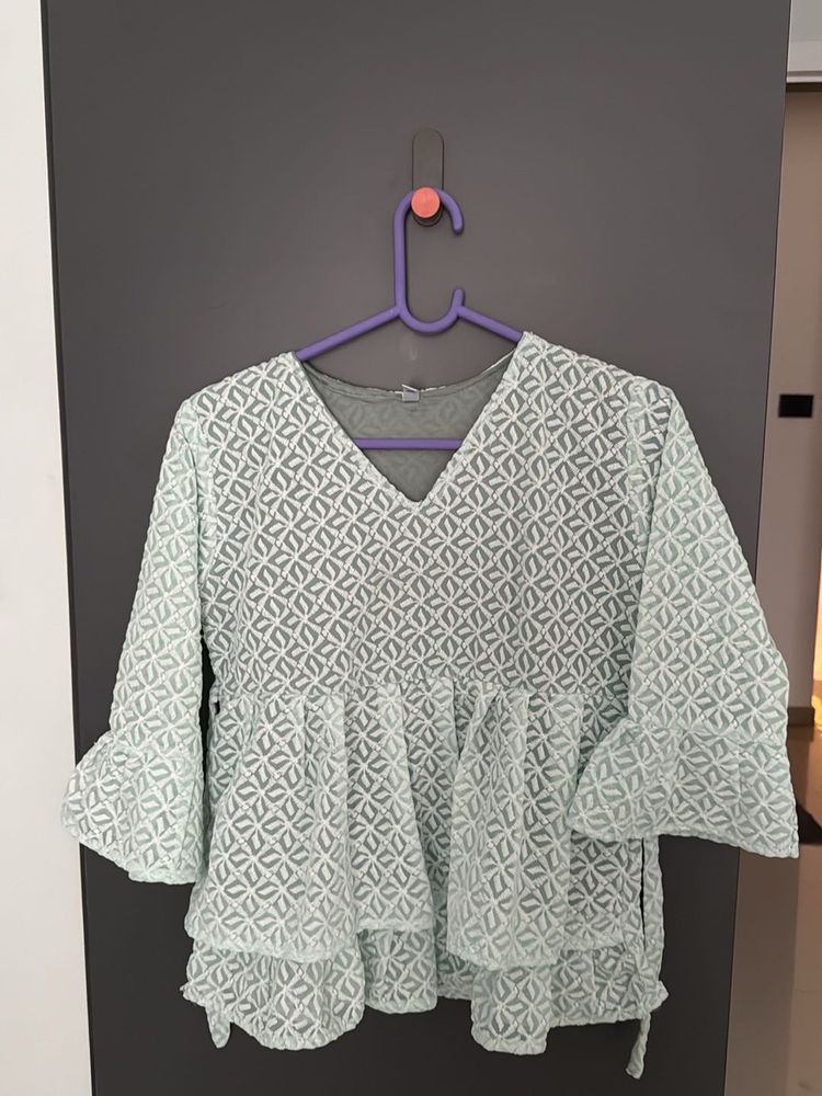 Mint Green Ruffle Blouse
