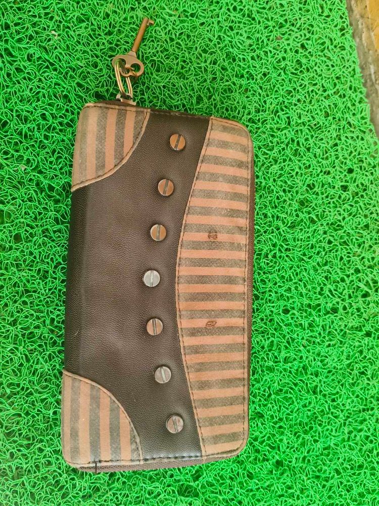 Vintage Striped Brown Wallet