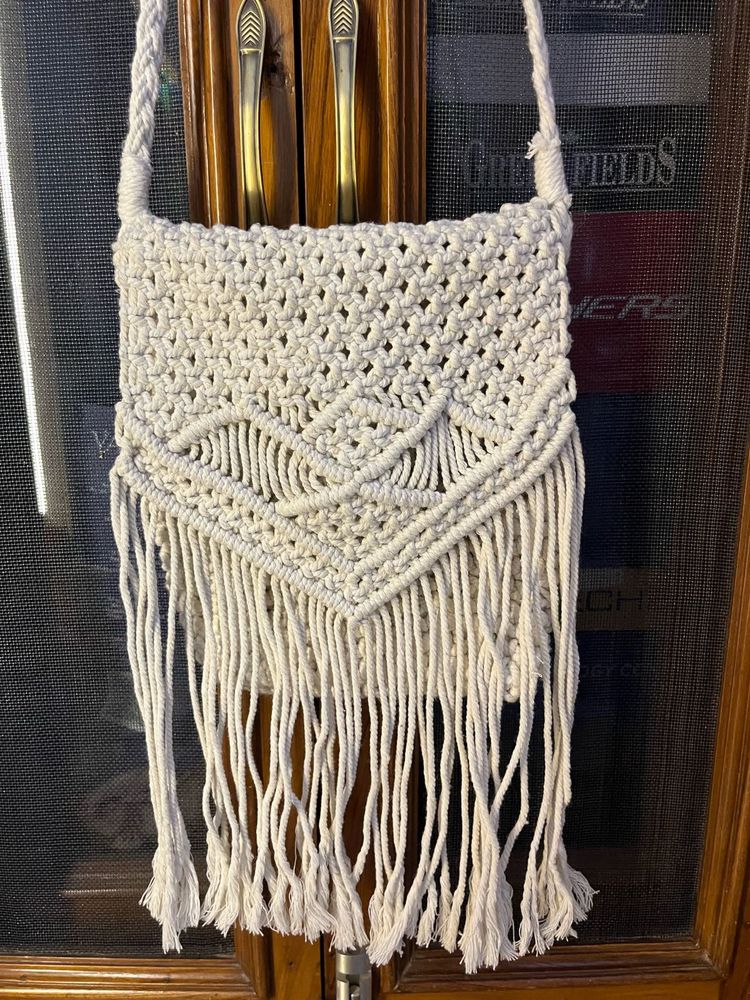 Macrame Fringe Crossbody Bag