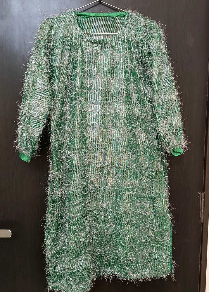 Green Georgette Kurti with Shimmery Work 🤩