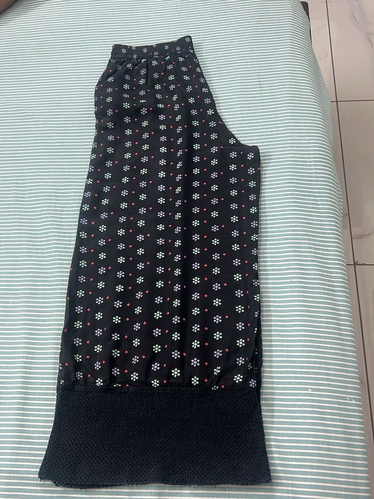 Floral Print Black Palazzo