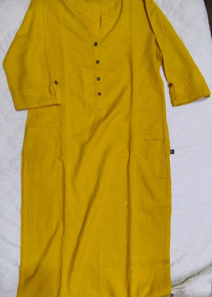 Mustard Cotton Kurta