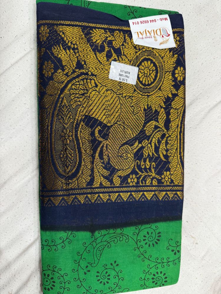 Elegant Green &amp; Blue Saree