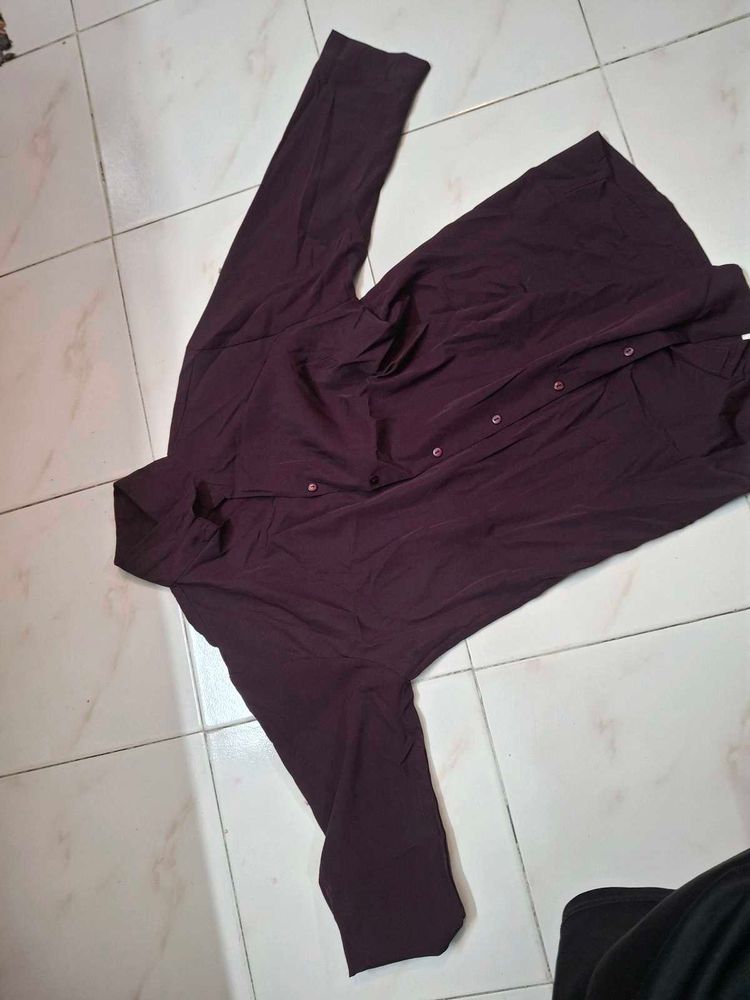 Burgundy Shirt For Office
