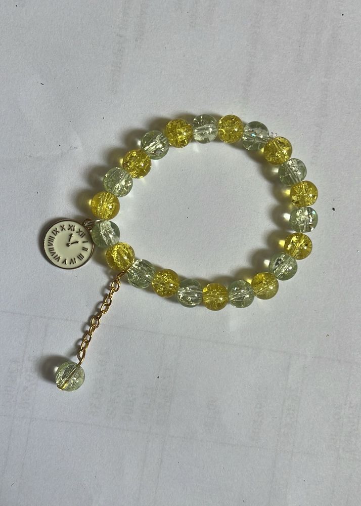 Beaded Bracelet with Clock Charm