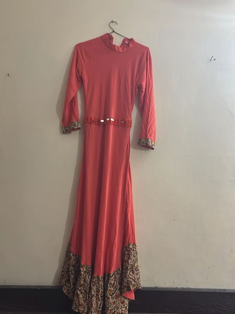 peach colour beautiful gown