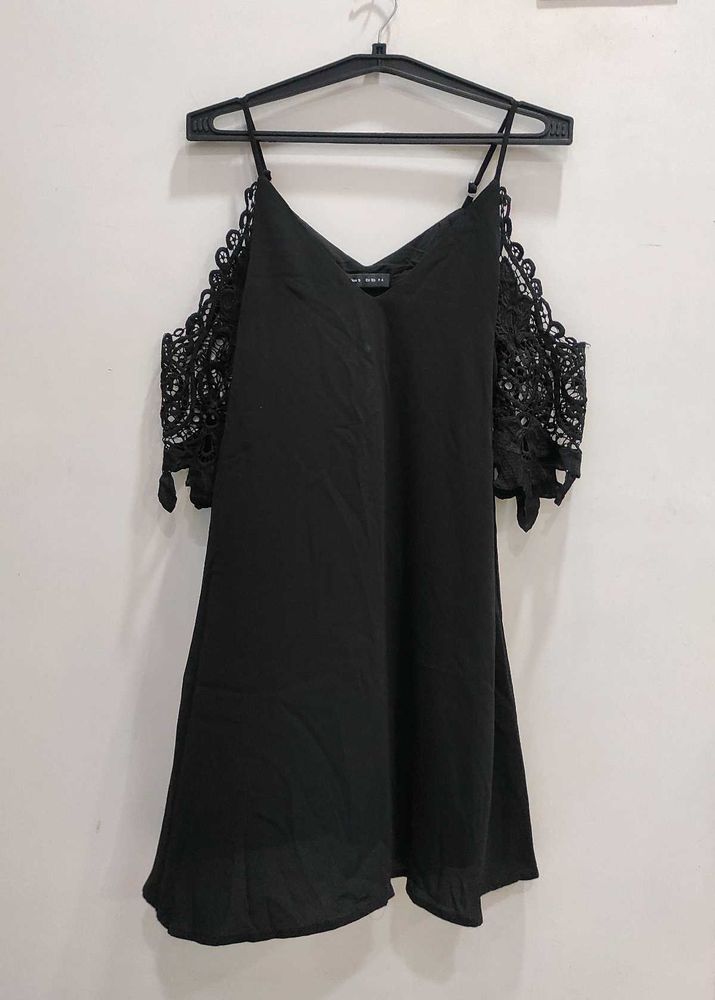 Sleeveless Cold Shoulder Black Dress