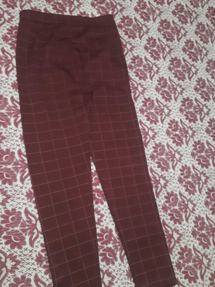 Burgundy Plaid Pants