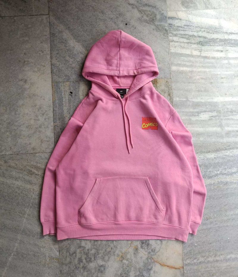 H&amp;M Pink Comics Graphic Hoodie