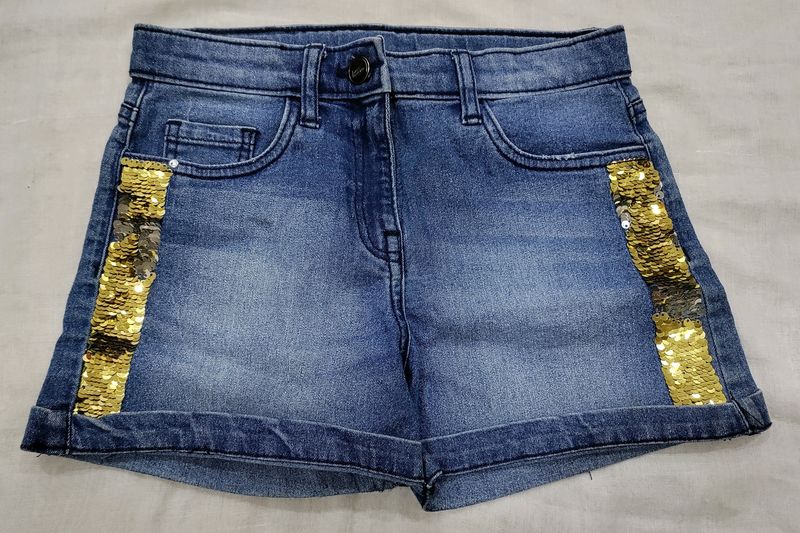 Glitter Denim Shorts For Girls