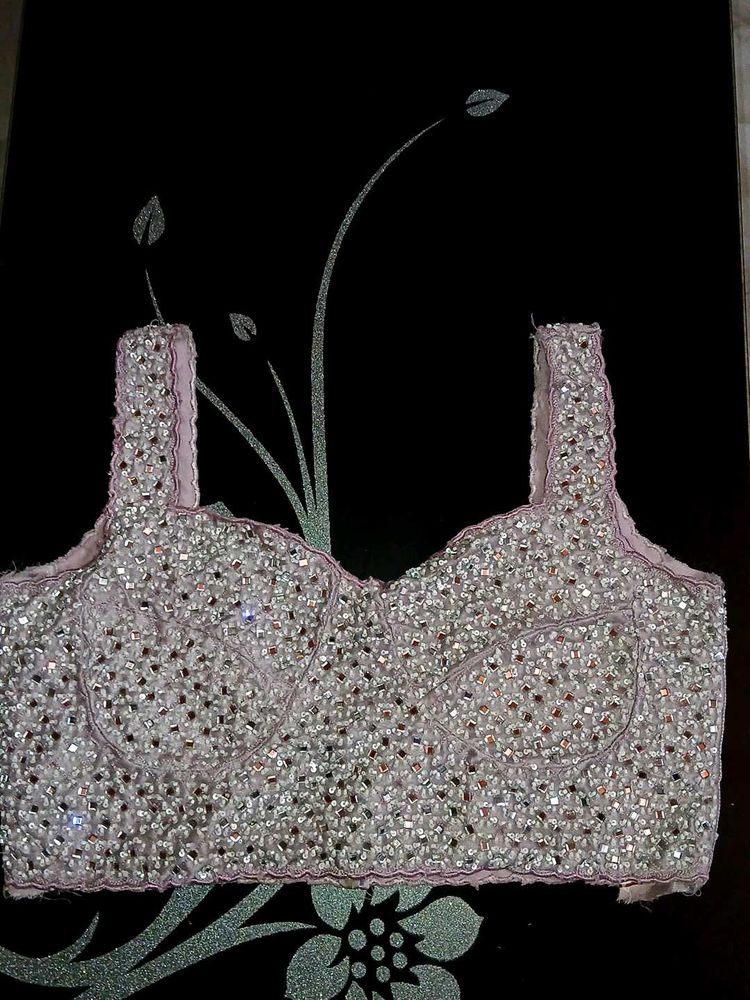 Mirror Work Blouse And Flare Lengha