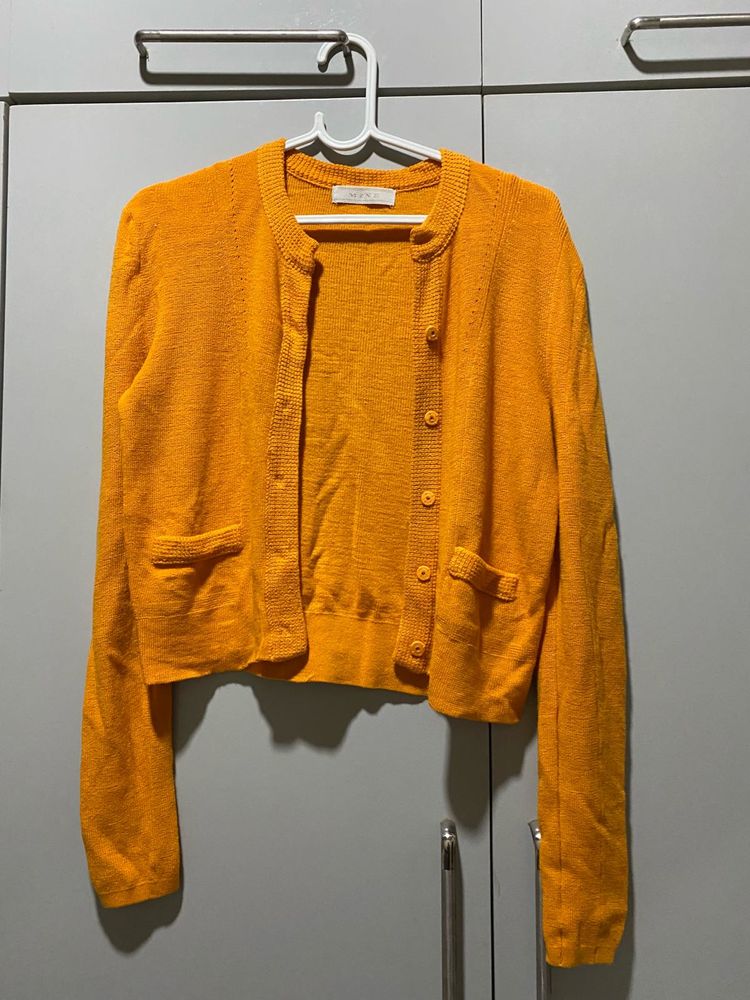 Orange Knit Cardigan