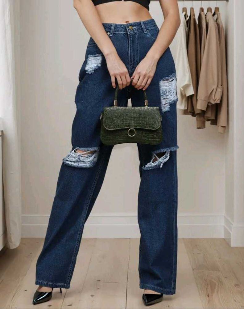 Distressed Wide-Leg Jeans(30)