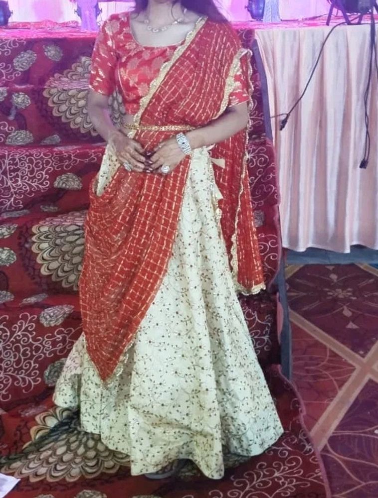 Red &amp; Cream Lehenga