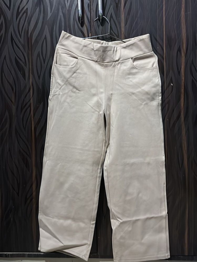Wide Leg Beige Pants