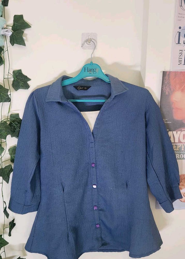 Blue Peplum Top 🩵