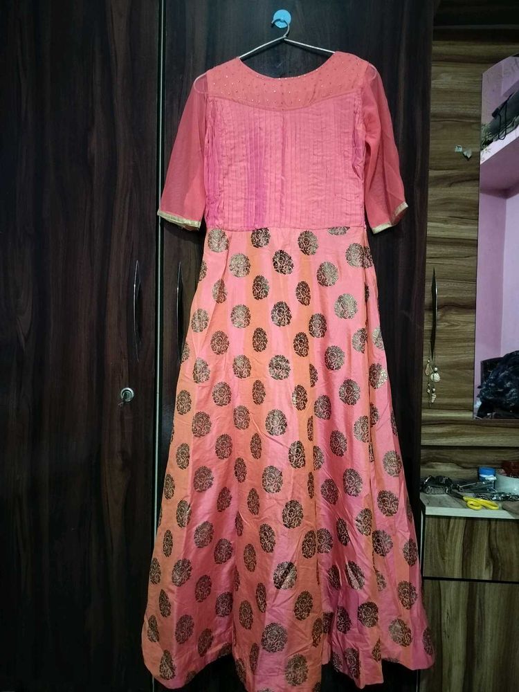 Coral ethnic gown
