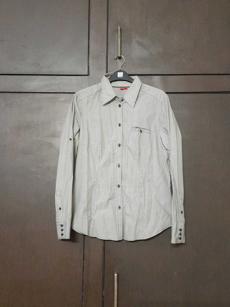 Striped Oversized Button-Down Shirt