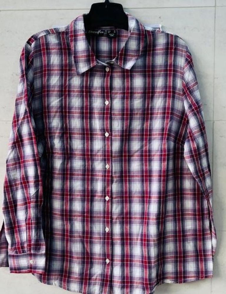 Unisex Checked Spread Collar Shirt🫶🏻