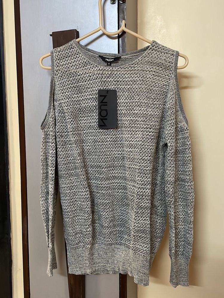 NEW Cold Shoulder Knit With Lurex Thread