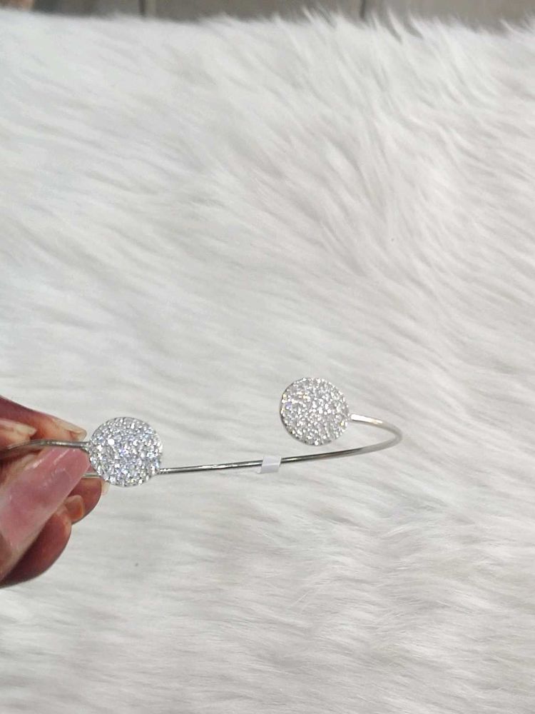 925 Sparkling Silver Cuff Bracelet With Hallmark