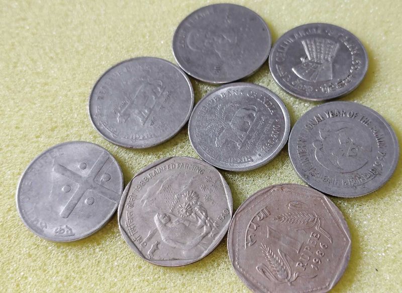 Vintage Indian Coin Collection 8 Pcs Set.