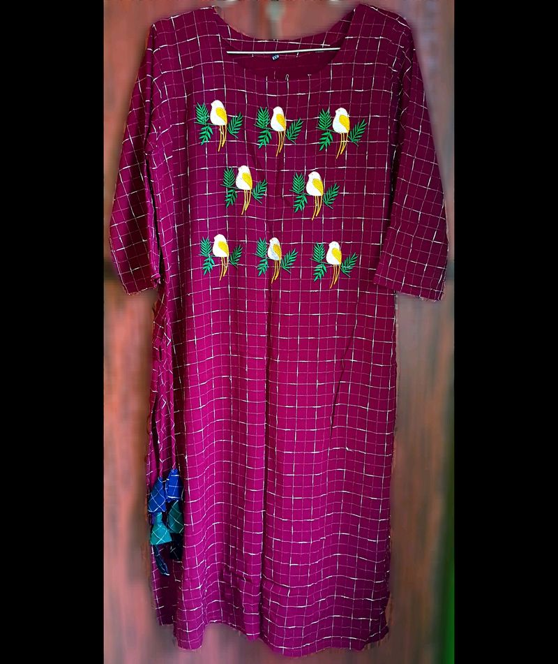 Maroon Embroidery Kurti
