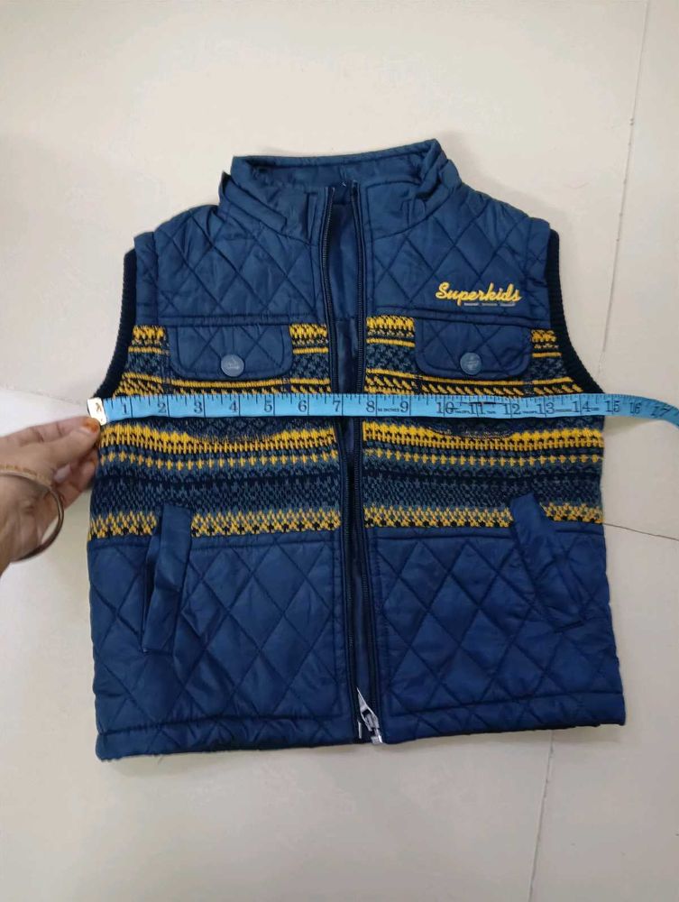 Kids Blue Quilted Vest Wool