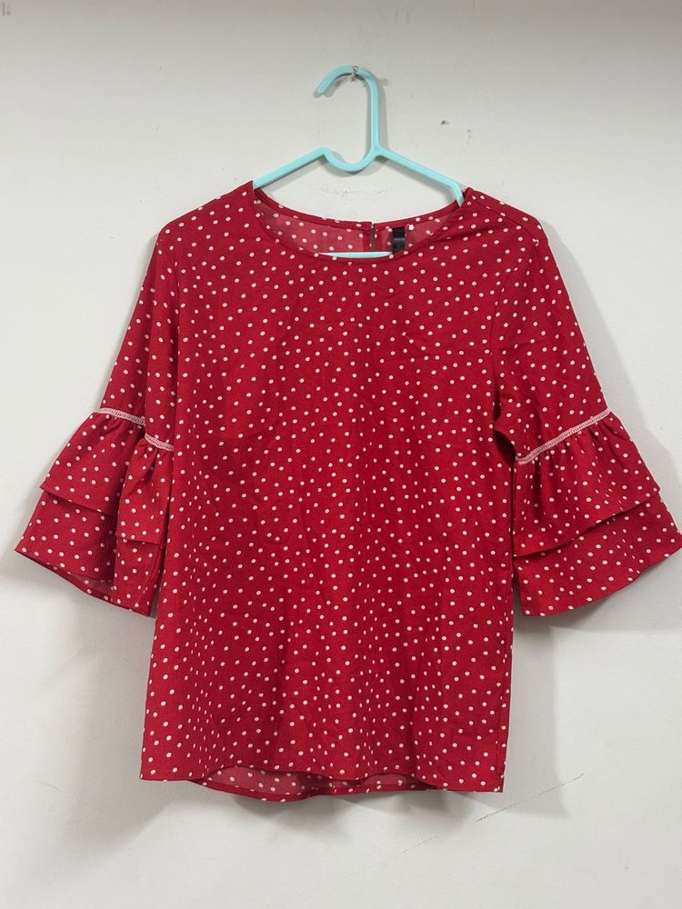 Red Polka Dot Top