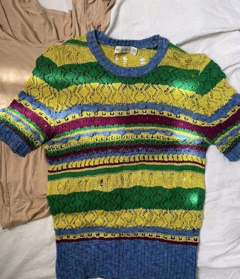Zara Colorful Striped Knit Top