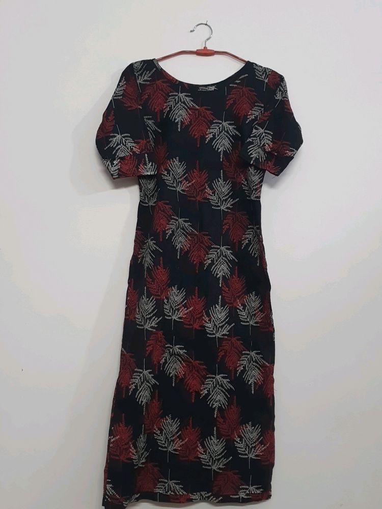 Cotton Straight Black Long Kurti