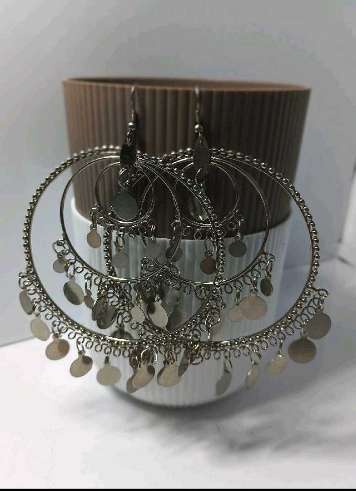 Statement Silver Hoop Earrings