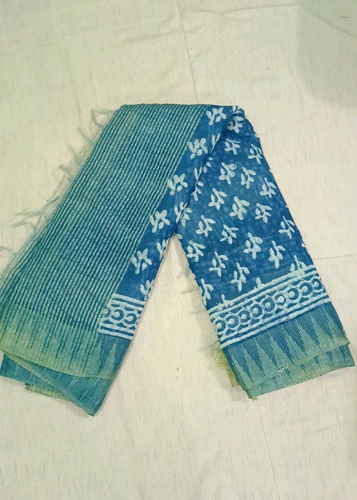 Blue Printed Saree