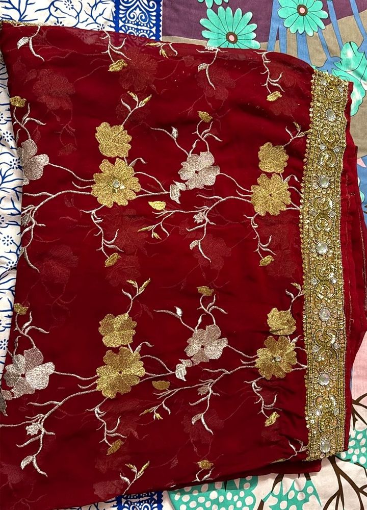 Elegant Maroon Saree